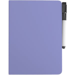 A5 whiteboard notebook in lavender with a black and white pen attached. Features a smooth surface for easy writing.