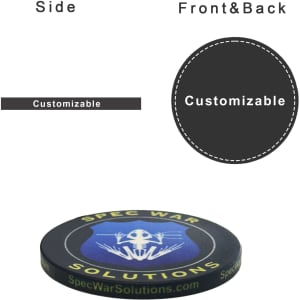 Customisable poker chip in black, featuring a logo and design on both sides.