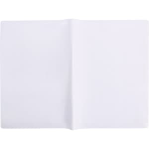 A soft PVC folder in white, featuring a simple design with an internal pocket and a logo branding.