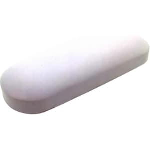 An oval-shaped stress reliever in a solid white colour, featuring a smooth, rounded design.