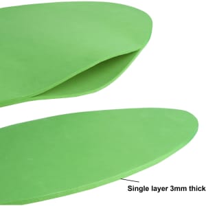 A green sports foam mitt with a 3mm thick single layer, featuring a smooth surface and rounded edges.