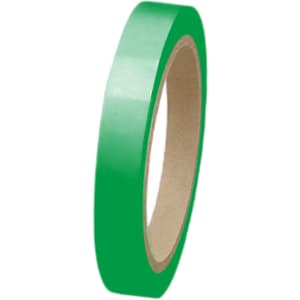 A roll of green BOPP packaging tape on a cardboard core, featuring a smooth, glossy finish.