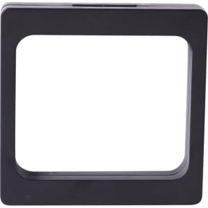A square floating box in black, designed for packaging. It features a sleek, modern shape and has a logo.