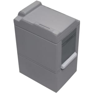 A grey photocopier-shaped stress reliever with a simple design and no additional text or logos.