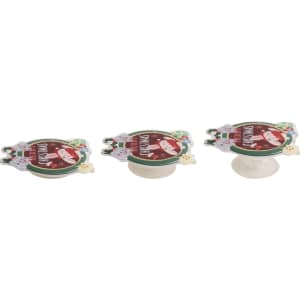 Three custom-shaped acrylic phone pop holders in festive designs, featuring colours like red, green, and white.