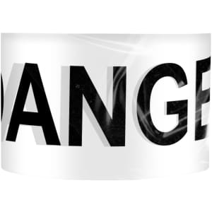 A roll of white PE barrier tape with bold black lettering indicating 'DANGER'. It features a logo.