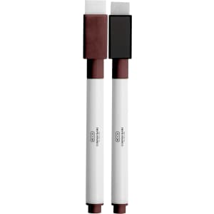 A pair of magnetic whiteboard markers, featuring a brown and white design, with flat tips for easy writing.