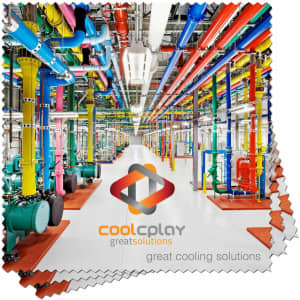 A microfibre lens cloth featuring a vibrant colourful design with pipes and machinery, and a logo at the centre.