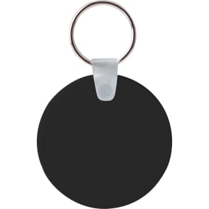 A round, black Durasoft keyring with a silver ring. The keyring has a smooth surface and a simple design.