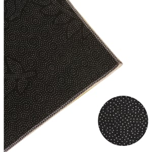 A polyester logo mat featuring a textured black surface with a subtle design. Includes a close-up detail.