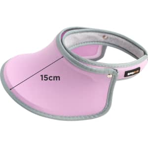 A pink and grey 360° swivel sun visor hat with a wide brim, featuring a logo on the side.