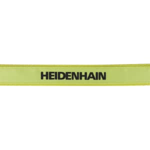 A bright yellow poly satin lanyard featuring a logo in black text.