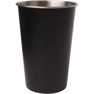 A stainless steel cup in black, featuring a shiny silver interior and a sleek, minimalist design.