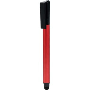 A red stylus USB pen with a black clip and tip, featuring a logo on the barrel.