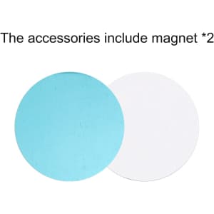 Two round discs, one turquoise and one white, with a slight texture, placed side by side. Each has no visible branding.