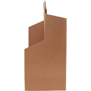 A brown portable wine box designed to hold six bottles, featuring a simple and functional design.