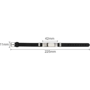 A black Metal Silica Bracelet with a silver clasp, measuring 225mm in length and 11mm in width.