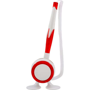 A red and white Counter Fixed Signature Pen C with a round base and flexible cord.