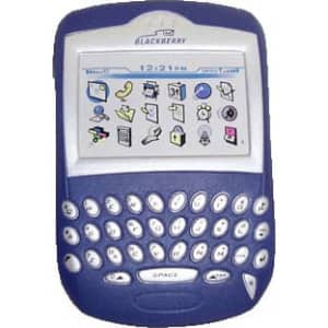 A blue Blackberry mobile phone-shaped stress reliever with a white front and a range of icons on the screen.