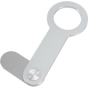 A silver aluminium magnetic phone holder designed for laptops, featuring a sleek and minimalist design.