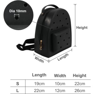 A black EVA Holes Backpack featuring a solid design with a front pocket and perforated detailing.