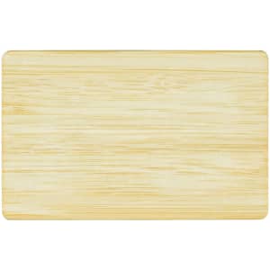 A bamboo business card in a light yellow-brown hue, featuring a smooth, polished surface and rounded edges.