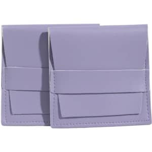 A purple PU leather flip jewelry pouch with a sleek design, featuring a flap closure and a hidden compartment.