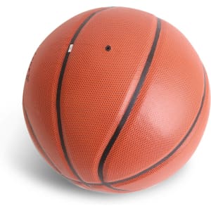 An orange basketball with black seams and texture, featuring a logo. Suitable for leisure and outdoor activities.