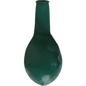 A green 30cm balloon in a rounded shape with a tapered end and a glossy finish.