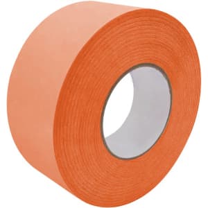 An orange roll of water-activated gummed Kraft paper tape, featuring a central cardboard core.