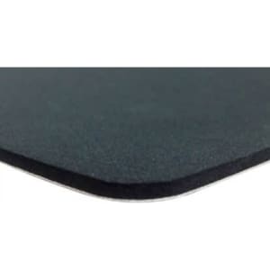 A black rubber sponge mouse mat with rounded edges, featuring a smooth texture and a thin profile.