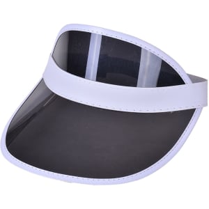 A PVC sunscreen hat featuring a white brim and black visor, with a simple logo on the side.
