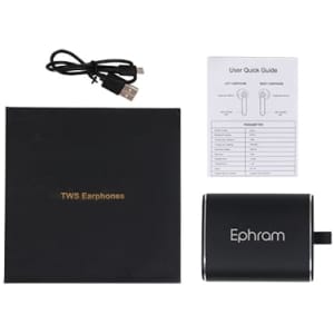 A black box containing Slide Metal True Wireless Earbuds, a charging cable, and a user quick guide.