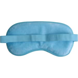 A blue gel cold/hot eye mask with a soft texture and an adjustable strap.