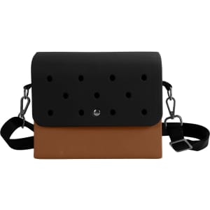A black and brown EVA Holes briefcase featuring a sleek design with a strap and multiple holes on the front.