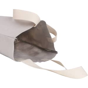 A large, grey washable kraft paper bag with a beige cotton handle and an open top.