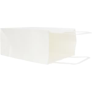 A flat handle kraft paper bag in white, featuring sturdy handles and a spacious interior.