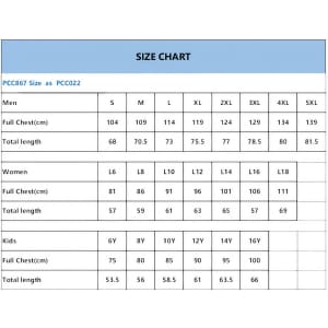 A size chart for a polyester micro mesh V-neck raglan sport tee, listing measurements for men, women, and kids.