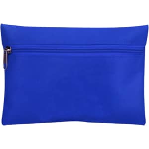A blue pouch with a zip closure, designed for storing a travel empty first aid kit. Features a logo.