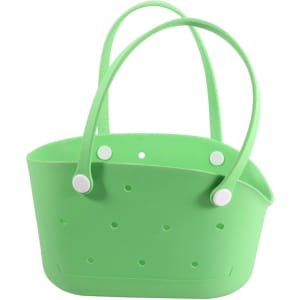A green EVA holes pet bag with two handles and multiple ventilation holes, featuring a simple design.