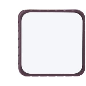 A square flash drive with a smooth, light blue front and a textured dark purple border. It features a branding logo.