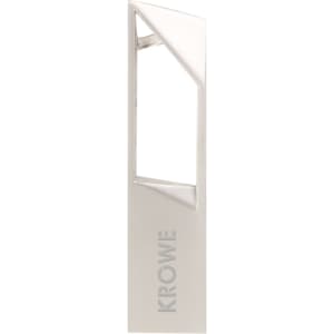 A silver portable metal flash drive with a sleek design and a logo on its side.