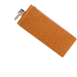 An orange Mini Boston Flash Drive with a metallic finish and a silver keychain attachment.