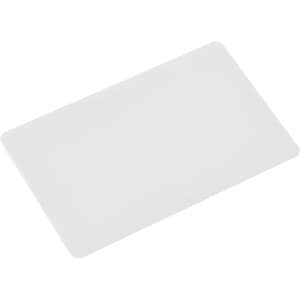 A translucent white flip card flash drive with rounded edges, featuring a minimal design.