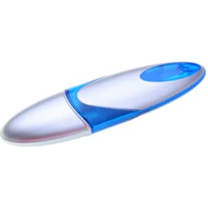 A silver and blue Neptune Flash Drive with a sleek, curved design. It features a branded logo.