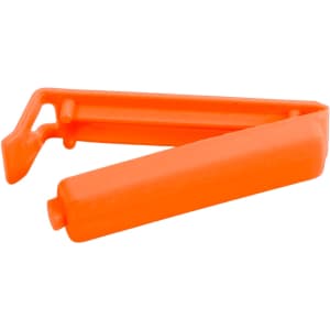 An orange small food bag seal clip designed to keep bags closed. Features a simple, functional design.