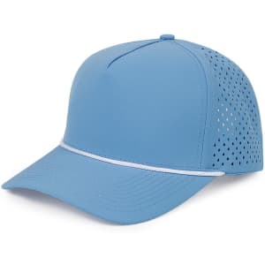 A blue mesh back performance rope cap with ventilation holes and a decorative rope detail along the front.
