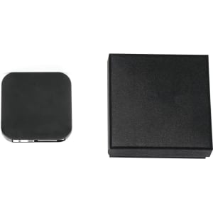 A sleek black 60W 4-in-1 retractable charging cable and a matching black box. The cable features a built-in phone stand.