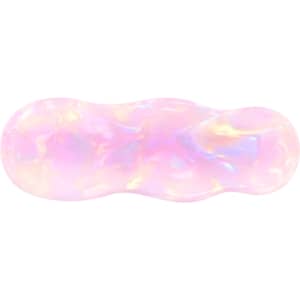 A ripple iridescent alligator hair clip in shades of pink and purple with a shiny, reflective finish.