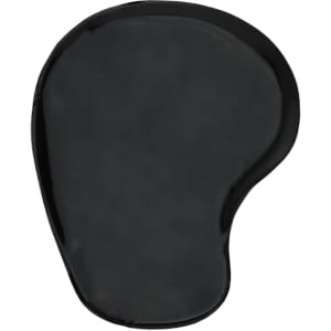 A lightweight black gel pad with a smooth surface and an irregular shape, featuring a logo.